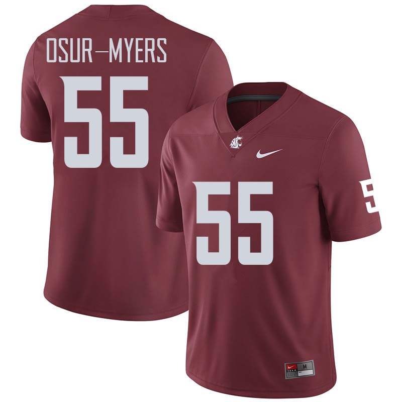 Men #55 Noah Osur-Myers Washington State Cougars College Football Jerseys Sale-Crimson